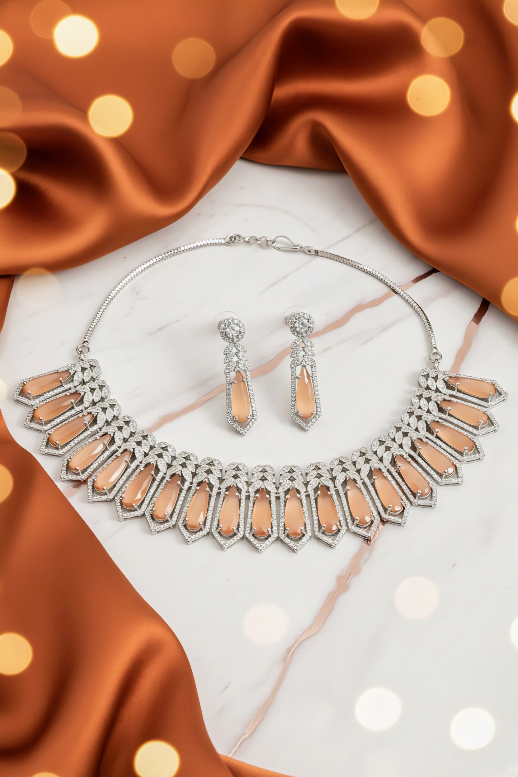 Peach Crystal Statement Set