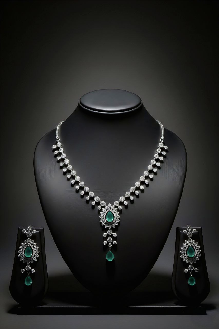 Pear-Cut Emerald & Diamond Floral Statement Set