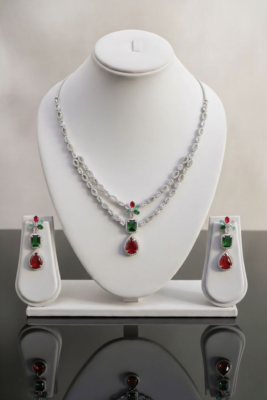 Emerald and Ruby Crystal Jewelry Set