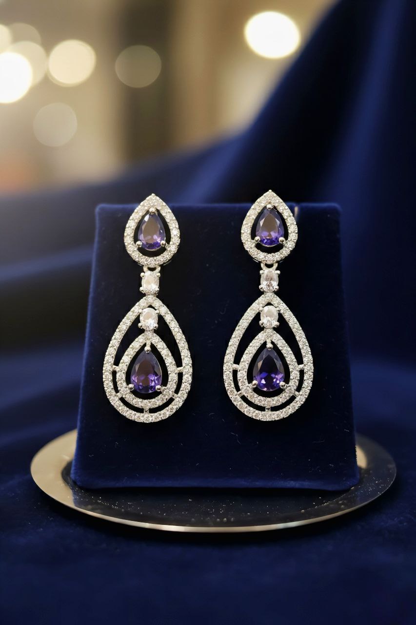 Dark Purple Dewdrop Earrings