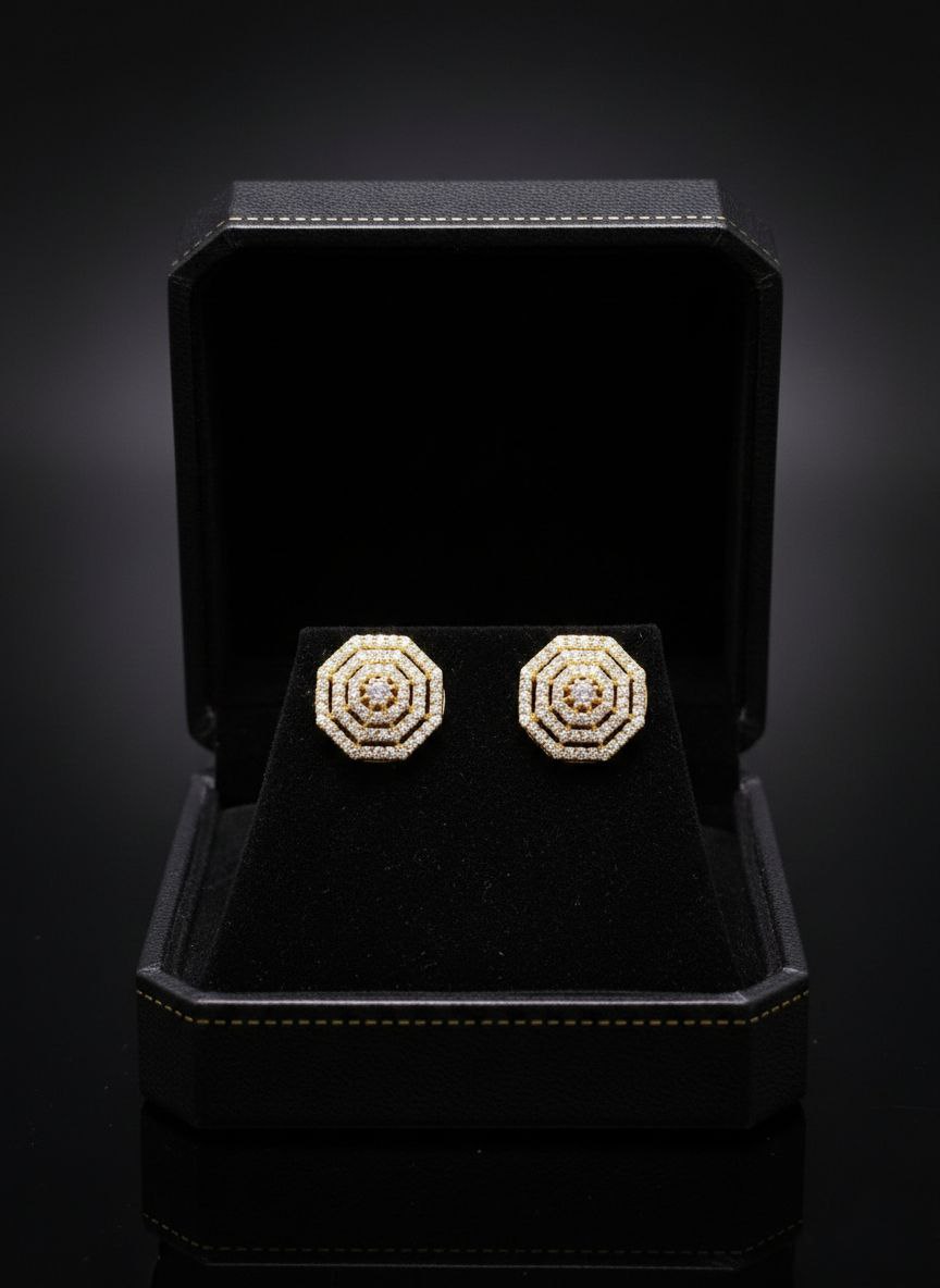 Hexagon Golden Elegance Earrings