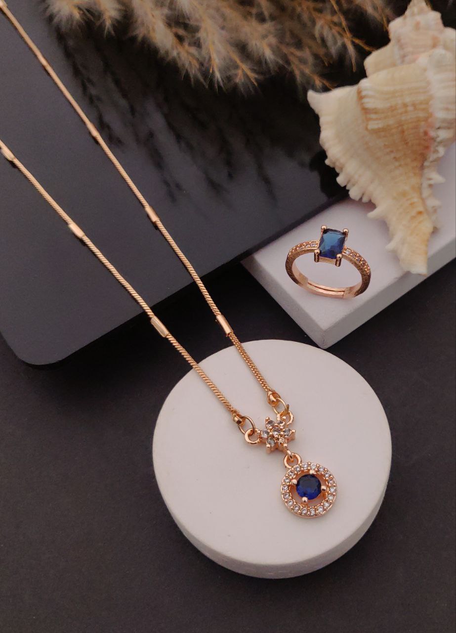 Royal blue circle pendant & ring combo