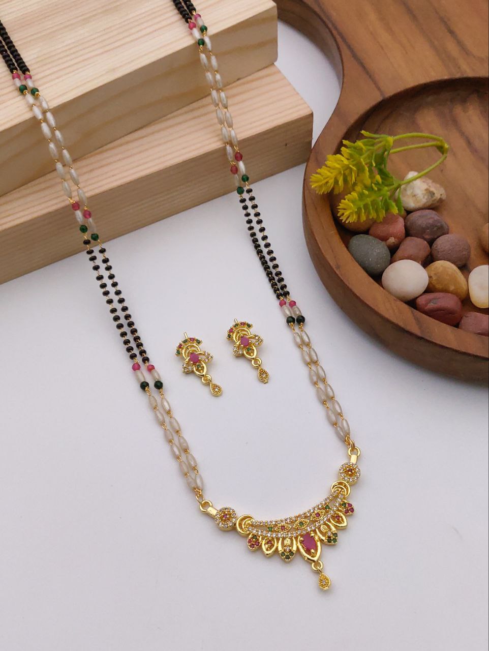 24 inch Suvarna Mangalsutra with earrings-12