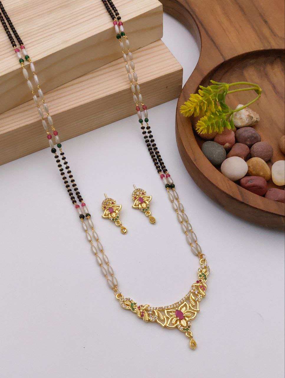 24 inch Suvarna Mangalsutra with earrings-14
