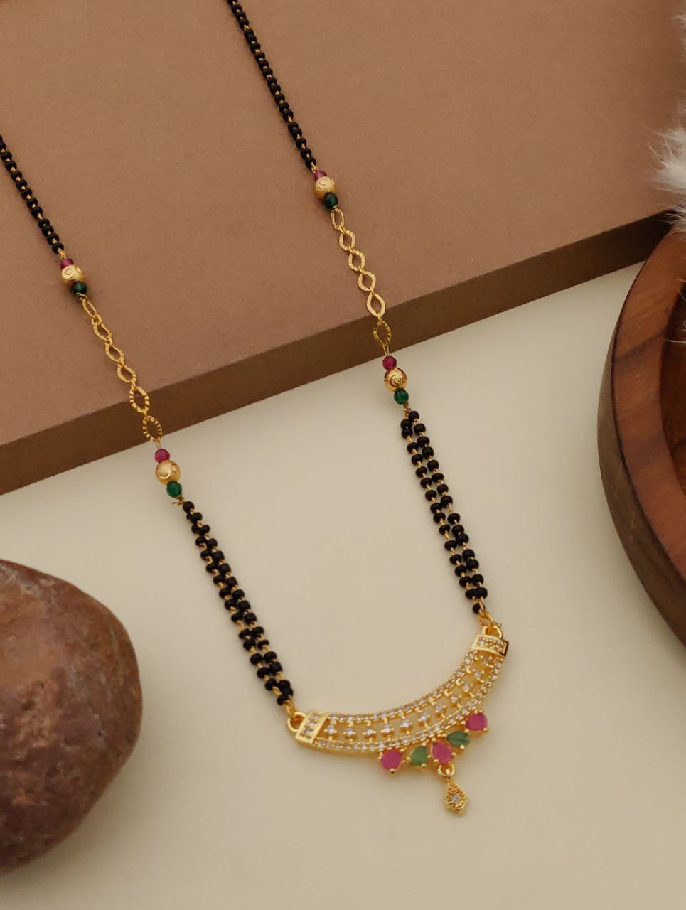 20 inch Green ruby diamond mangalsutra-23