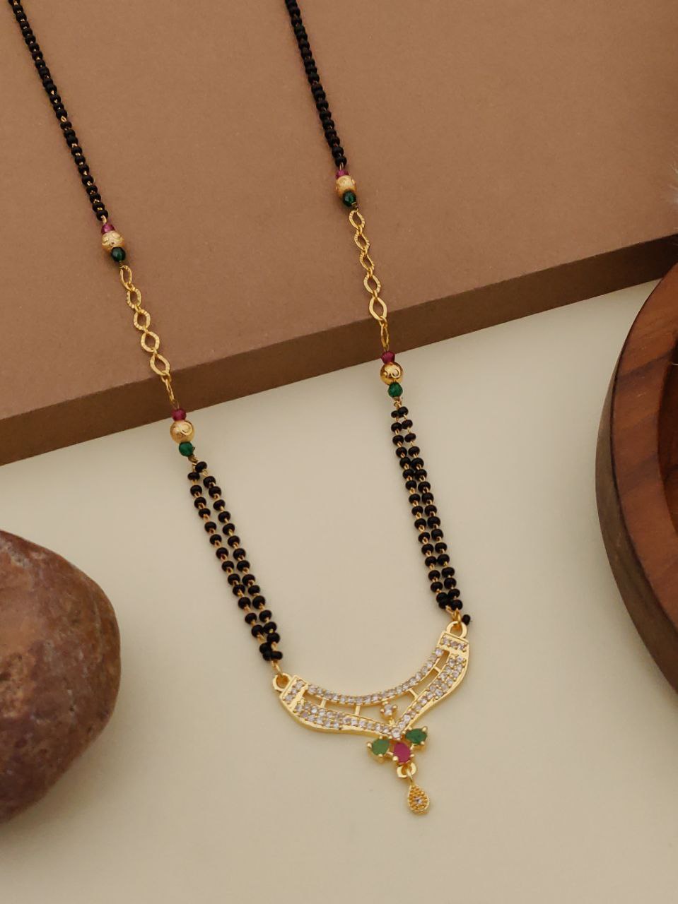 20 inch Green ruby diamond mangalsutra-26