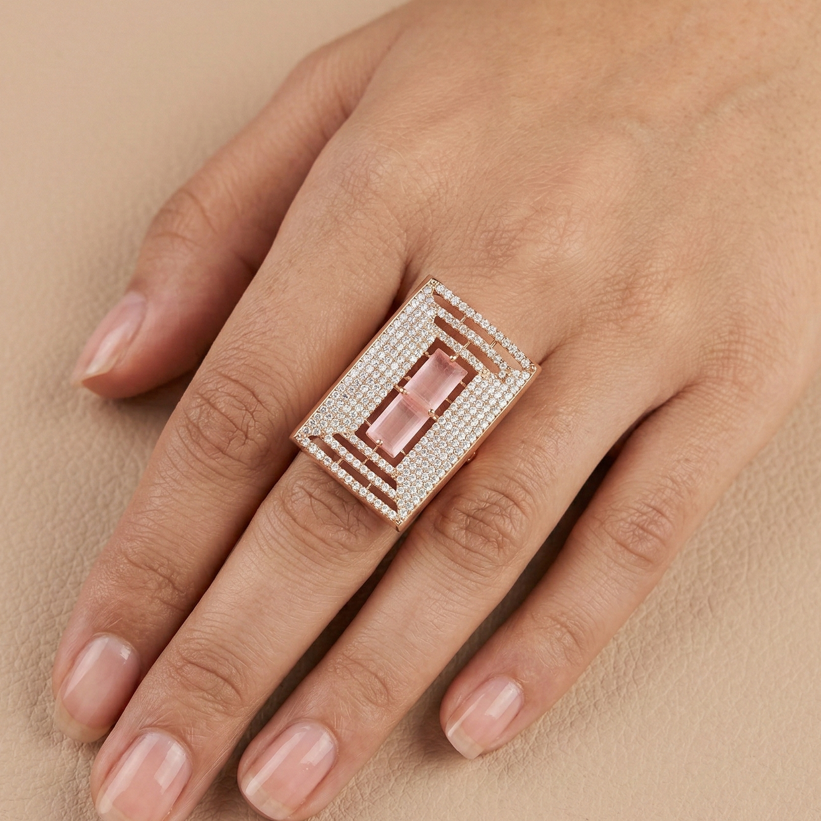 Blush Prism Statement Ring
