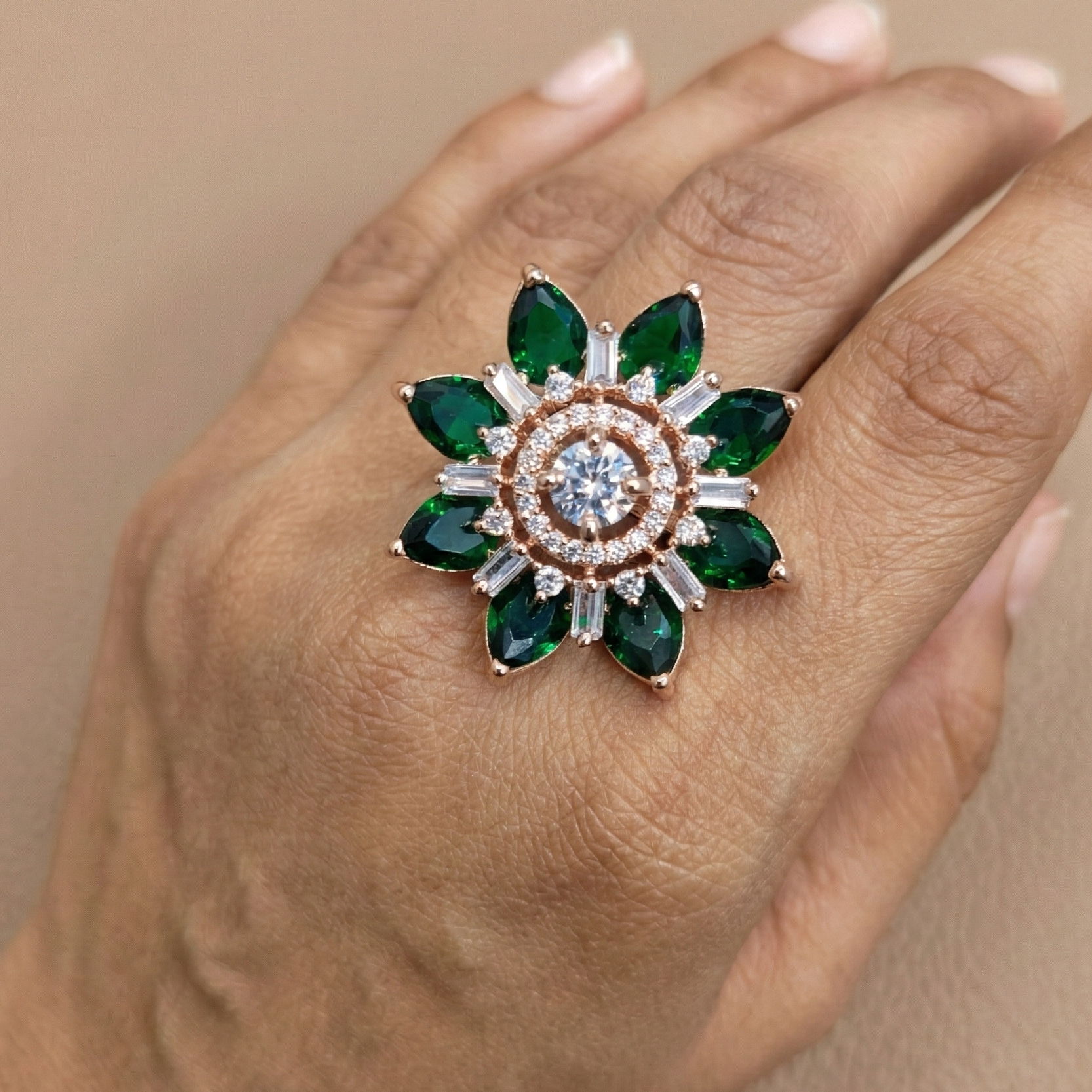 Emerald Radiance Bloom Ring