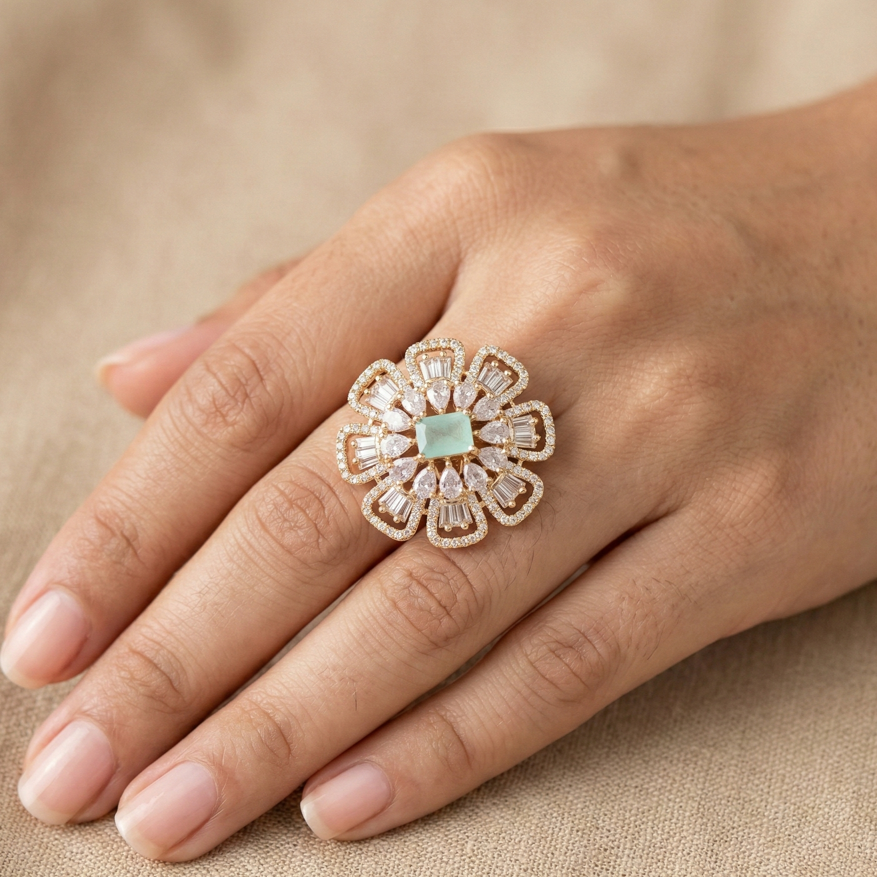 Mint Radiance Petal Ring