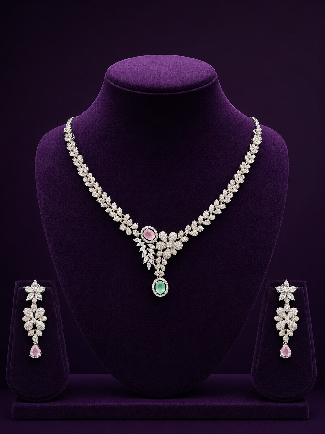 Pink and pestal flower necklace